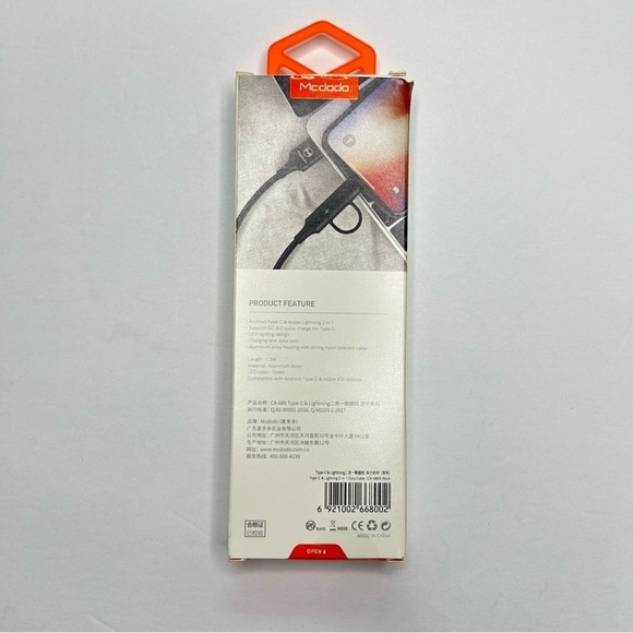NWOT Mcdodo 2-in-1 Quick Charge Data Cable Android Type C & Apple Lighting 4FT - Picture 2 of 4